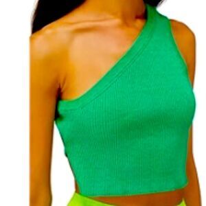 Women’s A New Day Small Ribbed Green Tank Top Asymmetrical size small